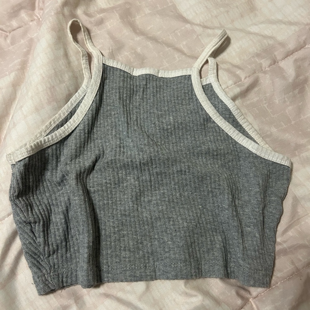 Gray Ribbed Tank Top - Picture 2 of 3